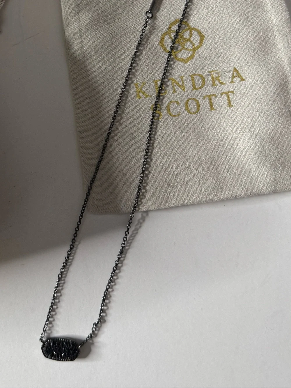 Kendra Scott Black Oval Pendant Necklace